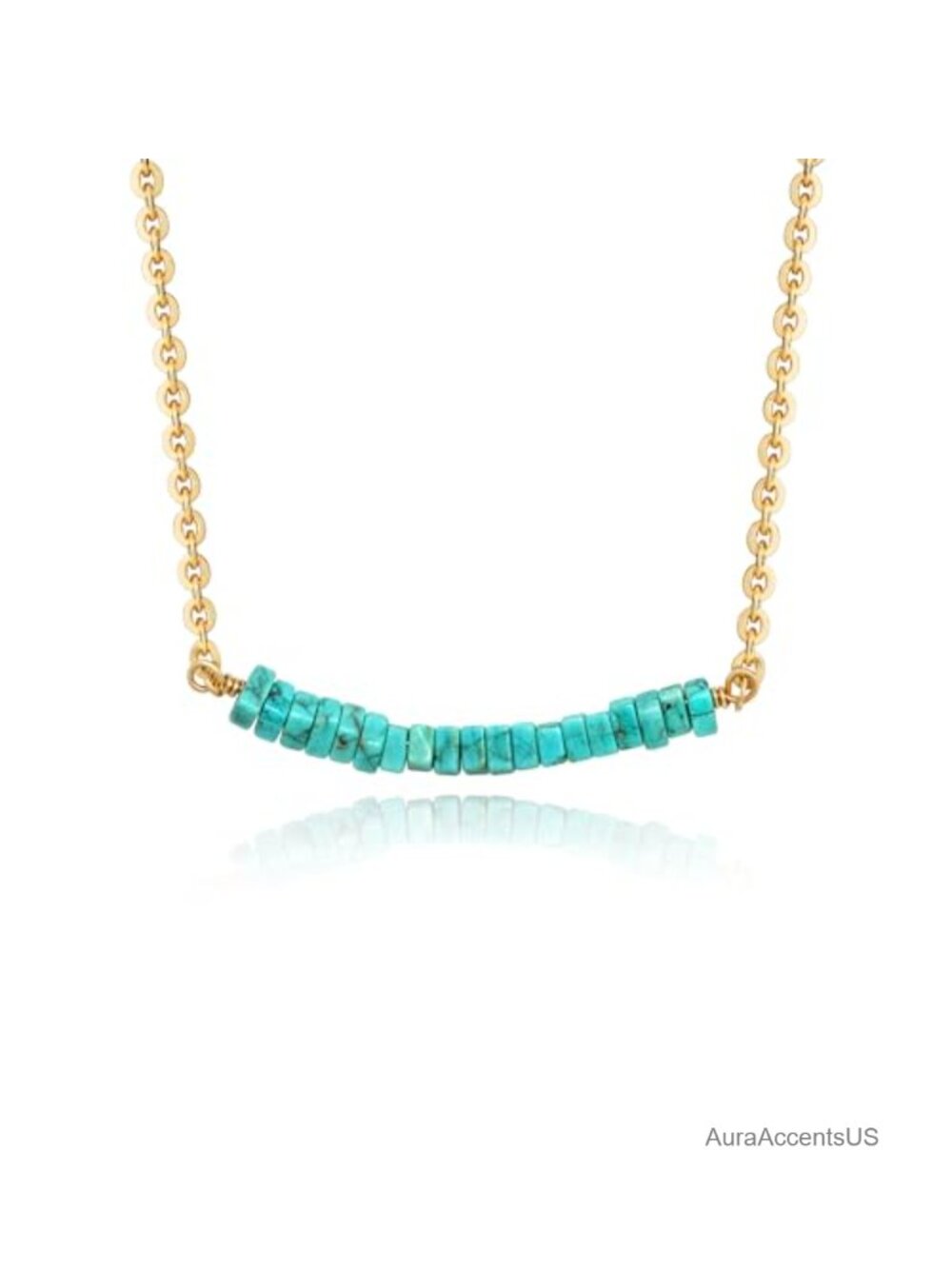 14k Gold Plated Turquoise Pendant Necklace Dainty Beaded Chain Jewelry Gift